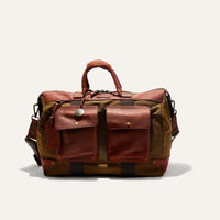 Canvas and Leather Travel Duffle in Tobacco with Cognac Leather by Will Leather Goods