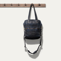 Waxed Canvas and Leather 'Adventure Collection' Onward Tote in Black/Navy Plaid by Will Leather Goods