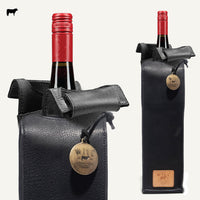 Leather Wine Bottle Case in Black by Will Leather Goods