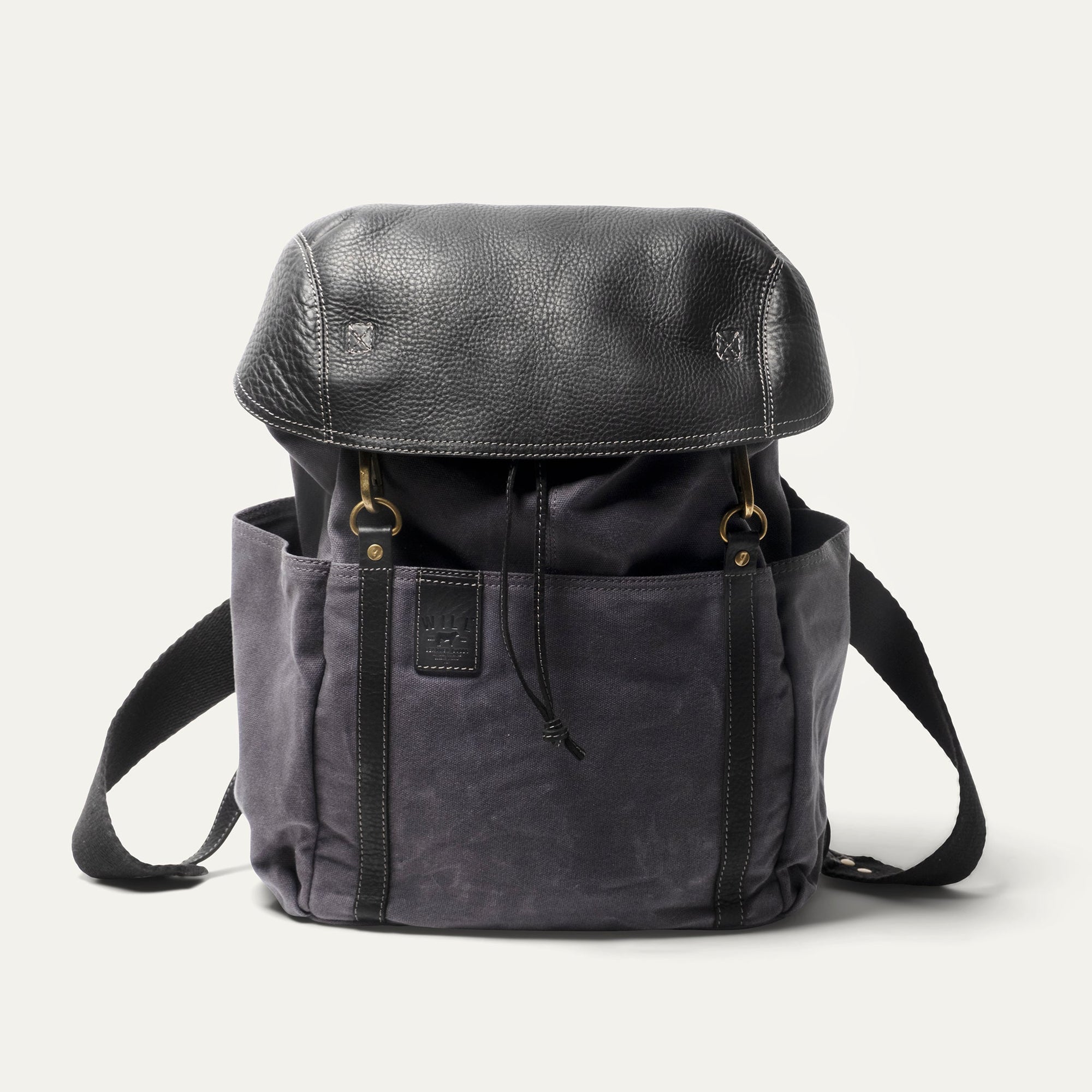 Waxed Canvas and Leather 'Adventure Collection' Explorer Backpack in Black/Charcoal by Will Leather Goods