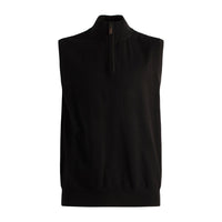 Cotton and Silk Blend Zip-Neck Sweater Vest in Black by Viyella
