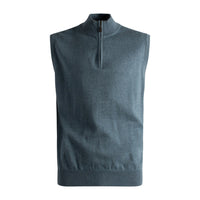 Cotton and Silk Blend Zip-Neck Sweater Vest in Blue by Viyella