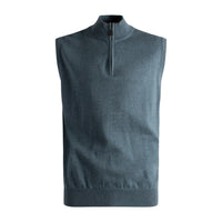 Cotton and Silk Blend Zip-Neck Sweater Vest in Blue by Viyella