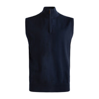 Cotton and Silk Blend Zip-Neck Sweater Vest in Navy by Viyella