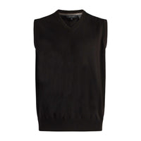 Cotton and Silk Blend V-Neck Sweater Vest in Black by Viyella