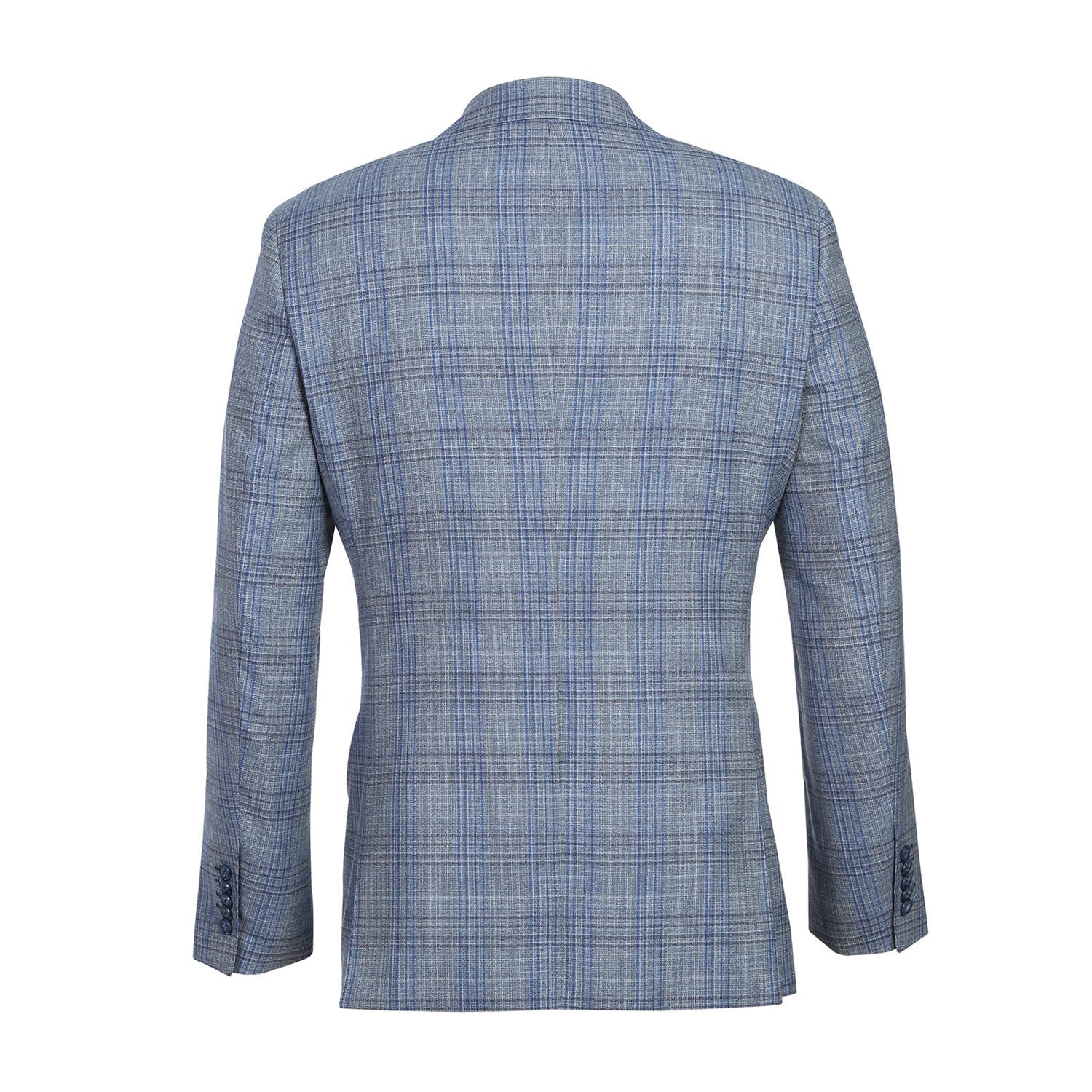 Wool Stretch Single Breasted SLIM FIT Suit in Light Grey and Blue Check (Short, Regular, and Long Available) by English Laundry