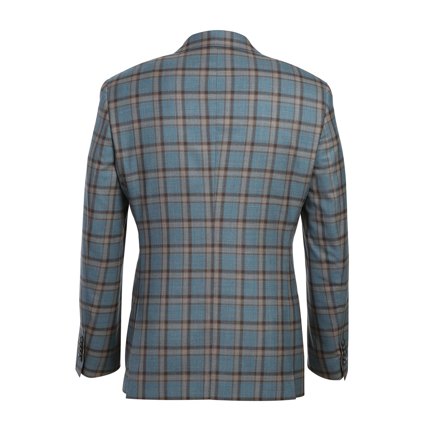 Wool Stretch Double Breasted SLIM FIT Suit in Blue, Grey, and Bronze Check (Short, Regular, and Long Available) by English Laundry