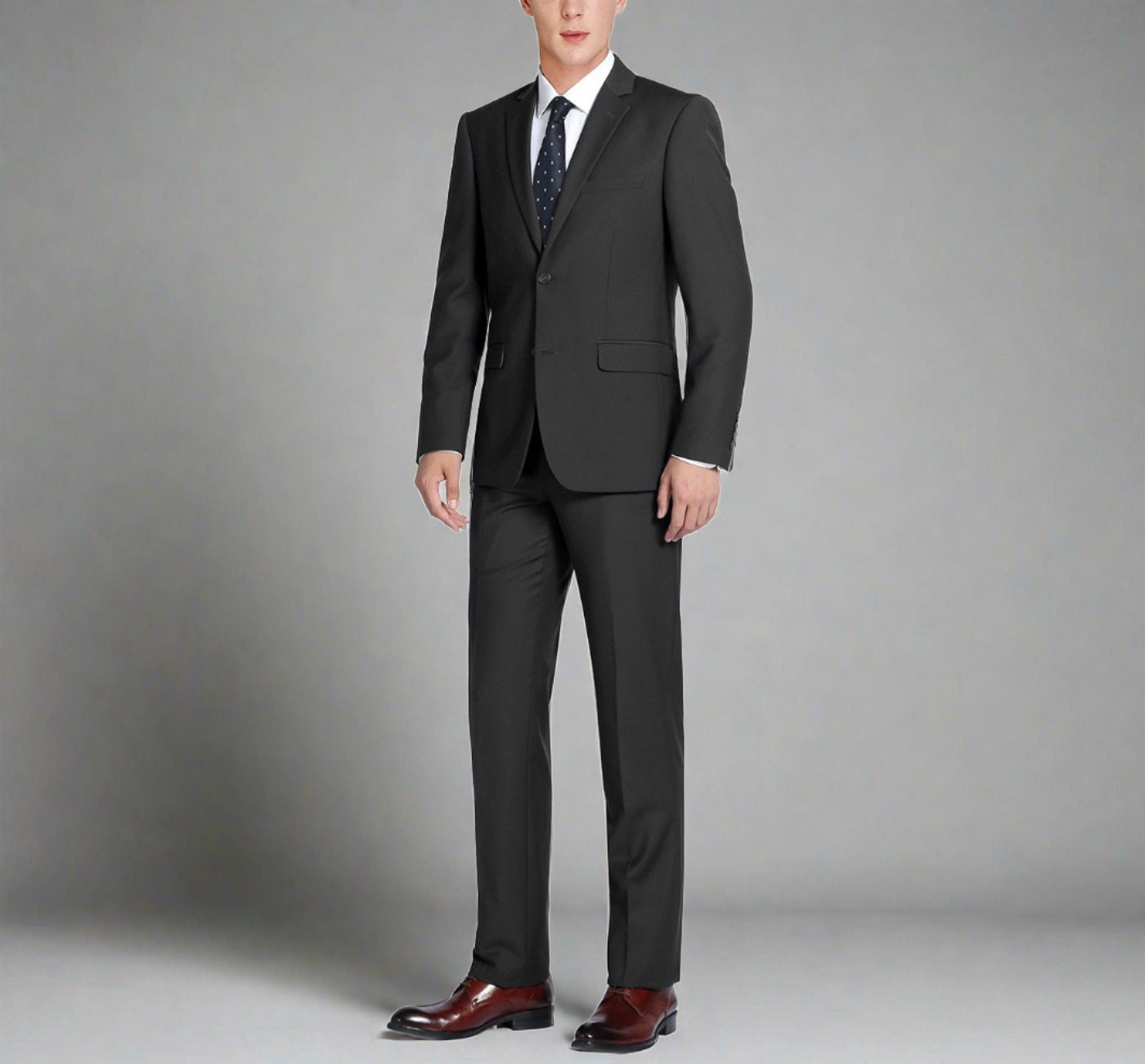Super 140s Wool 2-Button CLASSIC FIT Suit in Black (Short, Regular, and Long Available) by Renoir