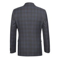 Stretch Performance Single Breasted SLIM FIT Suit in Grey and Tan Plaid (Size 40R, 33 Waist) by English Laundry