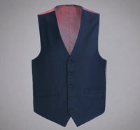 Super 140s Wool Waistcoat in Navy (Regular and Long Available) by Renoir