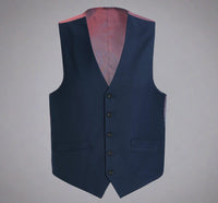 Super 140s Wool Waistcoat in Navy (Regular and Long Available) by Renoir