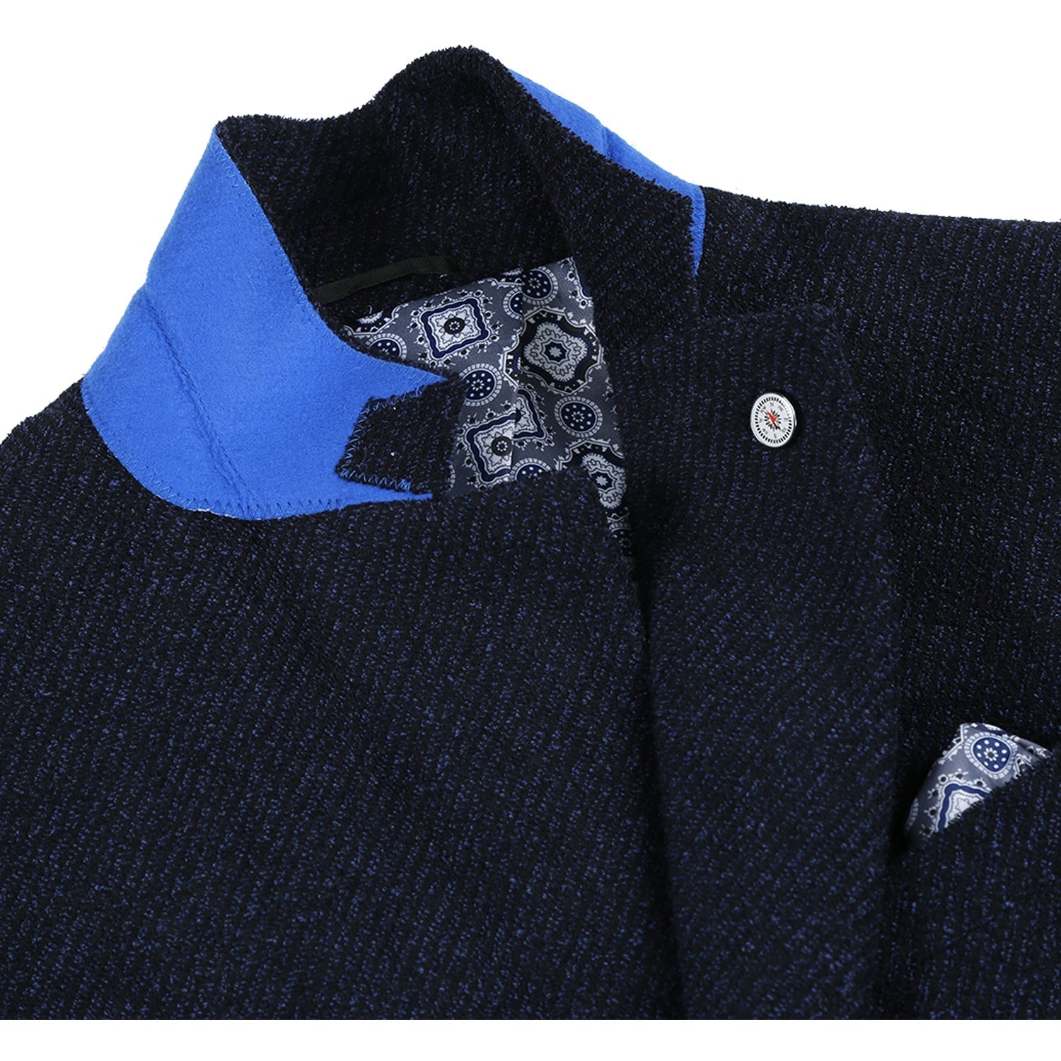 Single Breasted SLIM FIT Half Canvas Knit Soft Jacket in Navy Mélange (Short, Regular, and Long Available) by Pelago