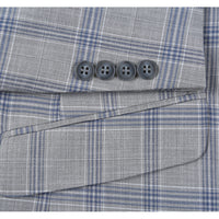 Stretch Performance 2-Button SLIM FIT Suit in Grey and Blue Check (Short, Regular, and Long Available) by Renoir