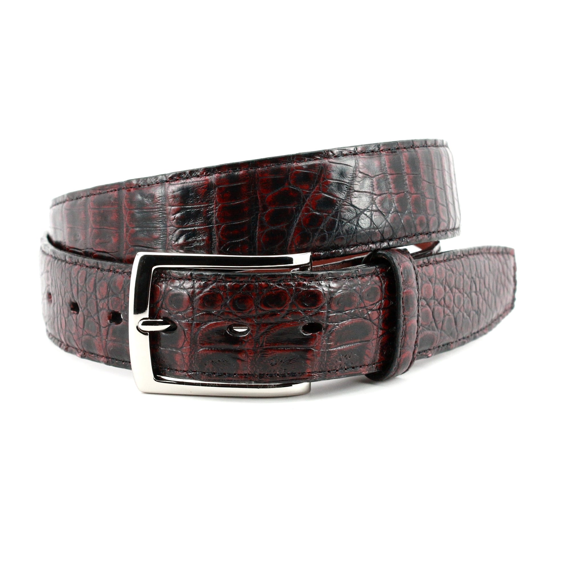South American Caiman Belt in Black Cherry by Torino Leather