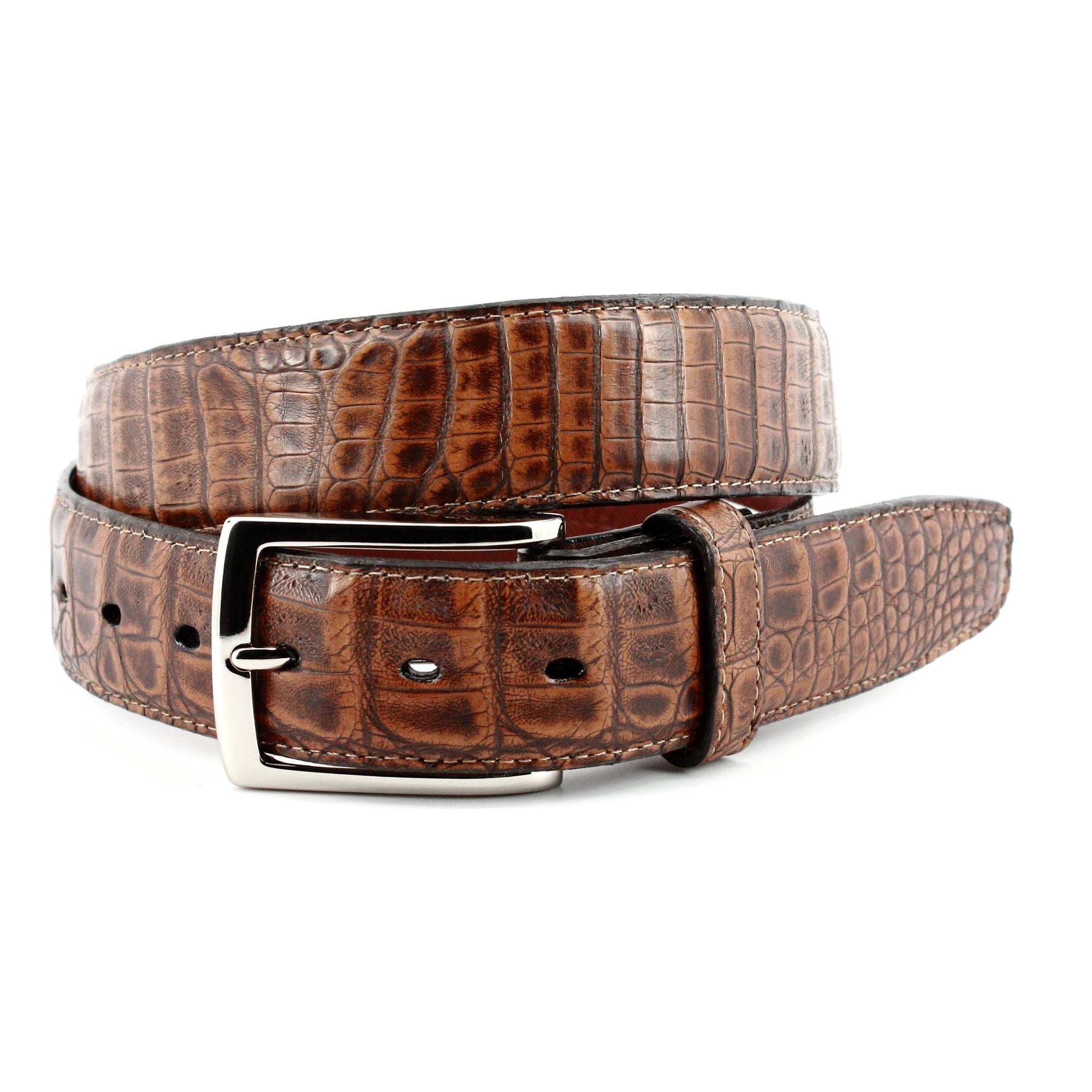 South American Caiman Belt in Antiqued Pecan by Torino Leather