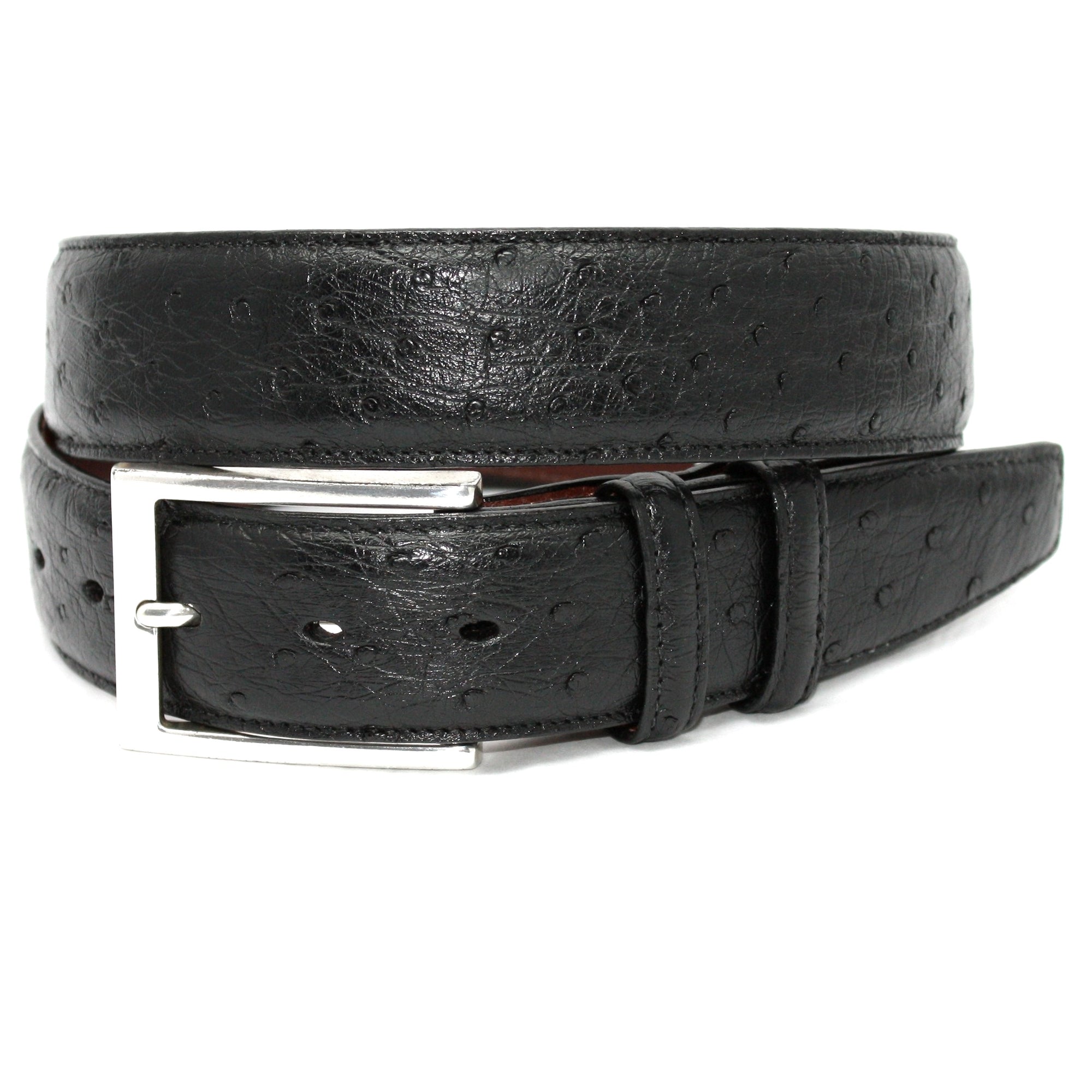 Genuine South African Ostrich Belt in Black by Torino Leather