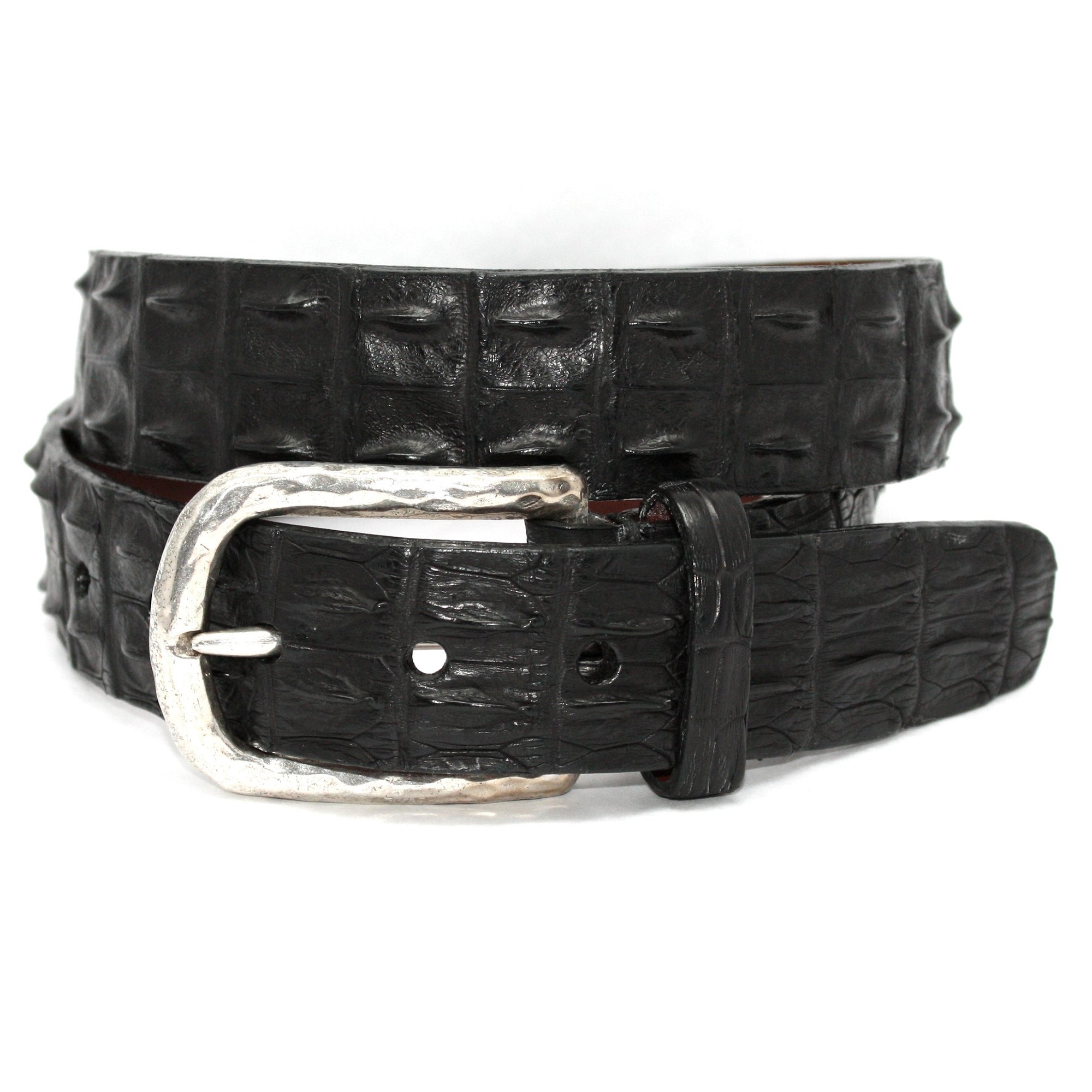 Hornback Crocodile Belt in Black by Torino Leather