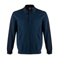 Cotton Polo Sweater in Blue by Leo Chevalier