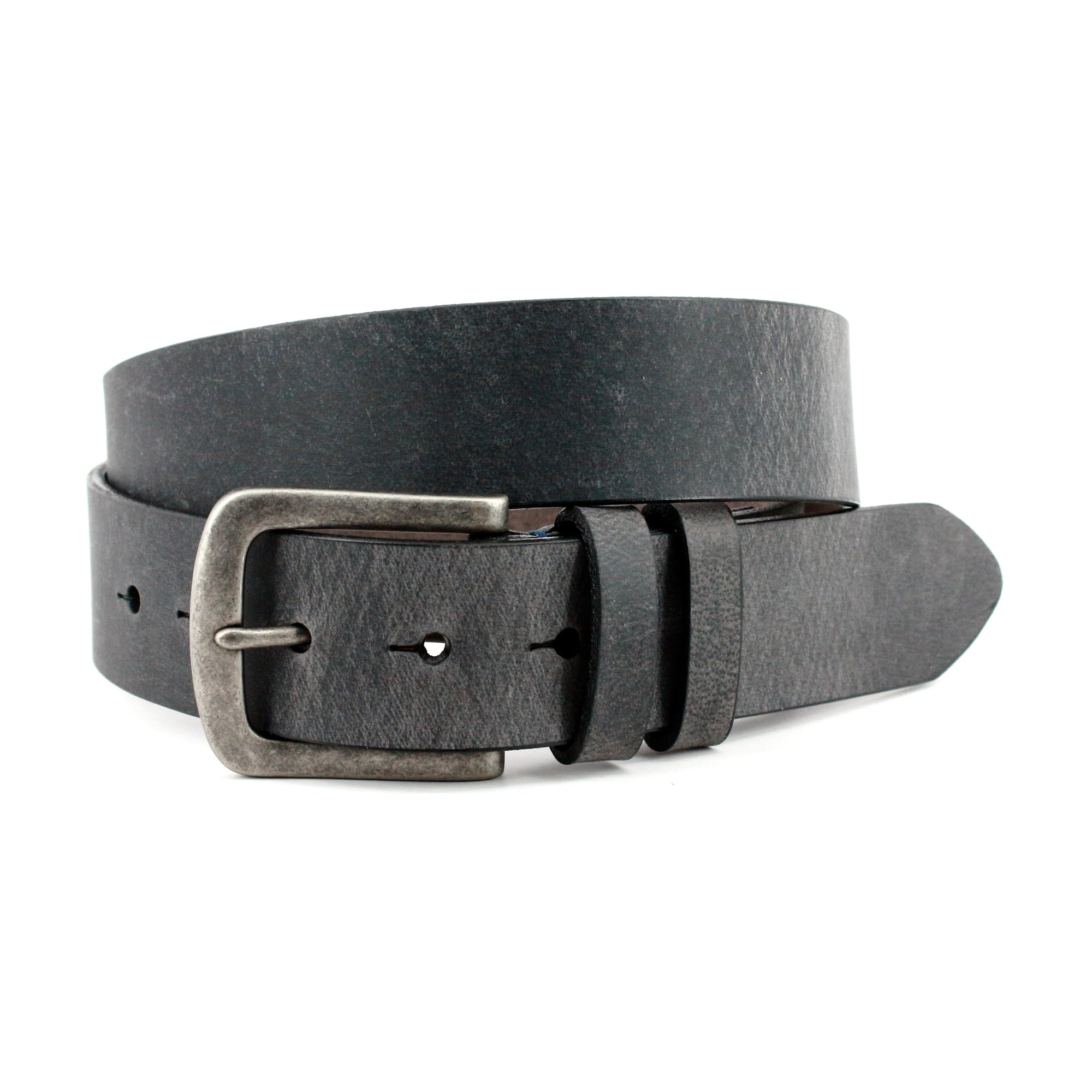 Distressed Waxed Harness Leather Belt in Charcoal by Torino Leather