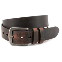 Distressed Waxed Harness Leather Belt in Antique Brown by Torino Leather