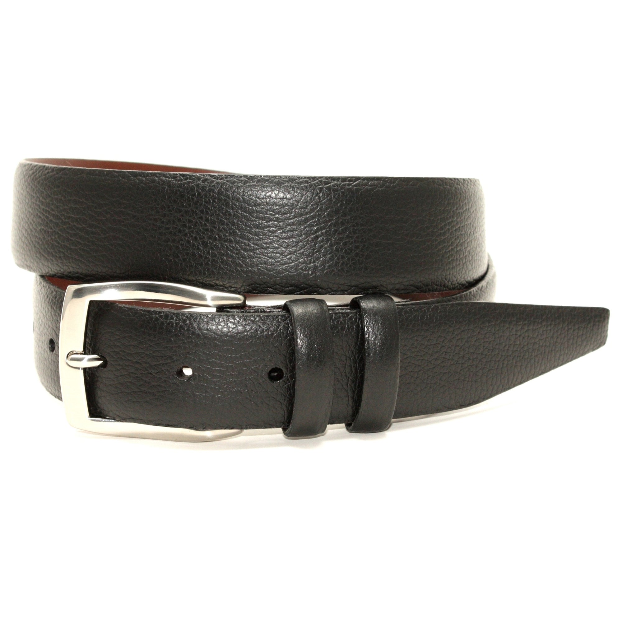 Pebble Grained Calfskin Belt in Black by Torino Leather