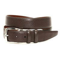 Pebble Grained Calfskin Belt in Brown by Torino Leather