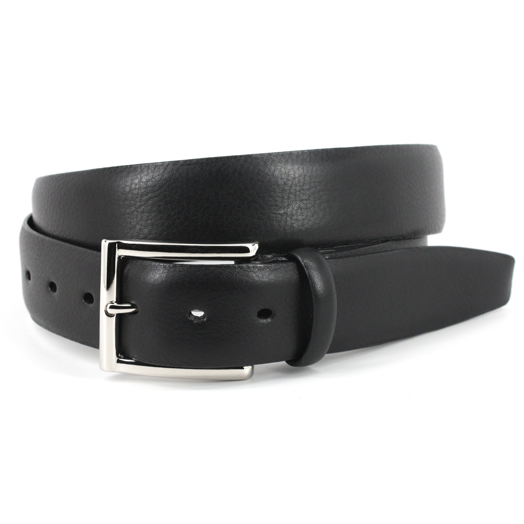 Italian Glazed Milled Calfskin Belt in Black by Torino Leather