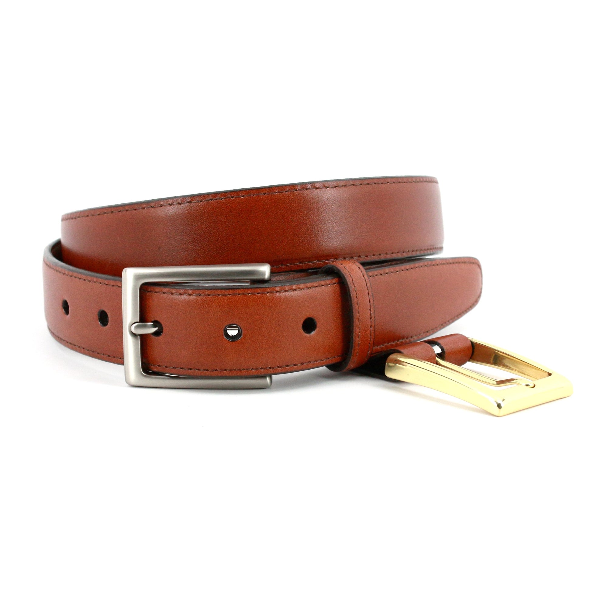 Glazed Kipskin Belt with Interchangeable Buckles in Honey by Torino Leather
