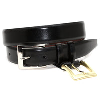 Italian Calfskin Belt with Interchangeable Buckles in Black by Torino Leather