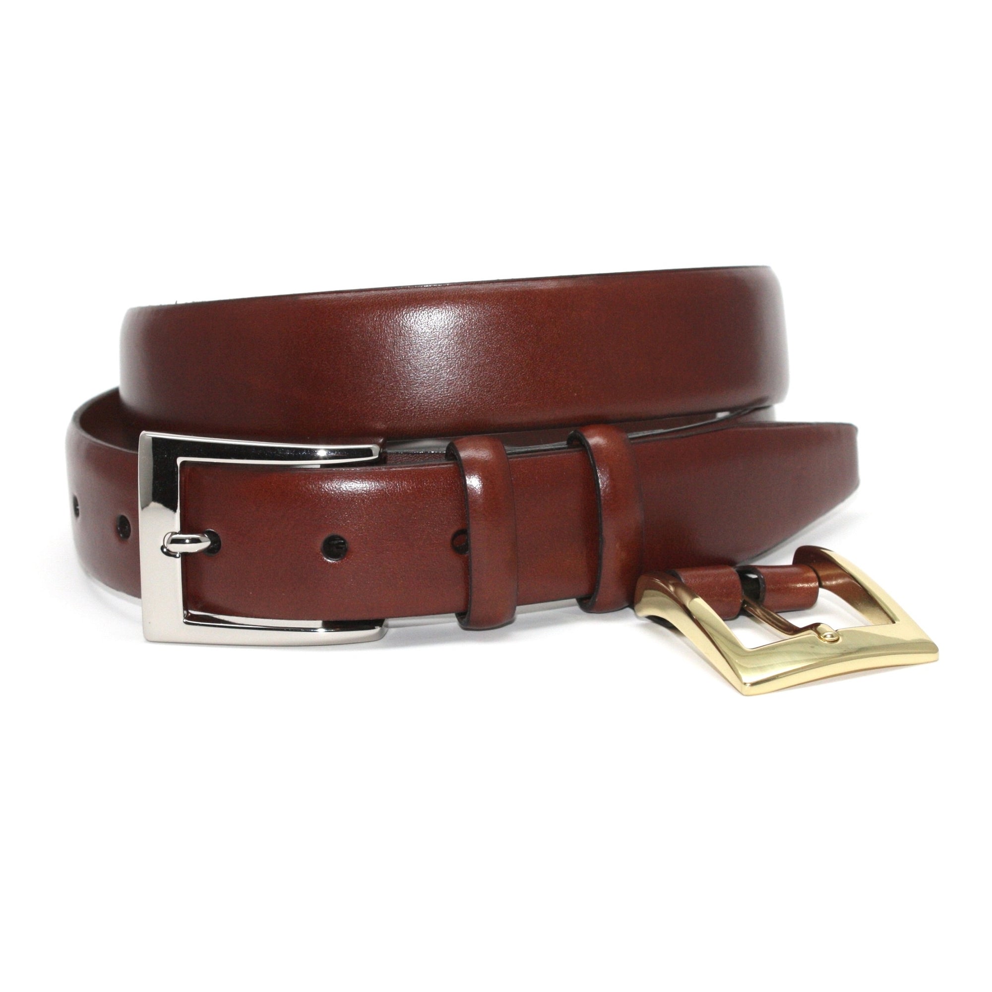 Italian Calfskin Genuine Leather Dress Belt Strap with Snaps 1