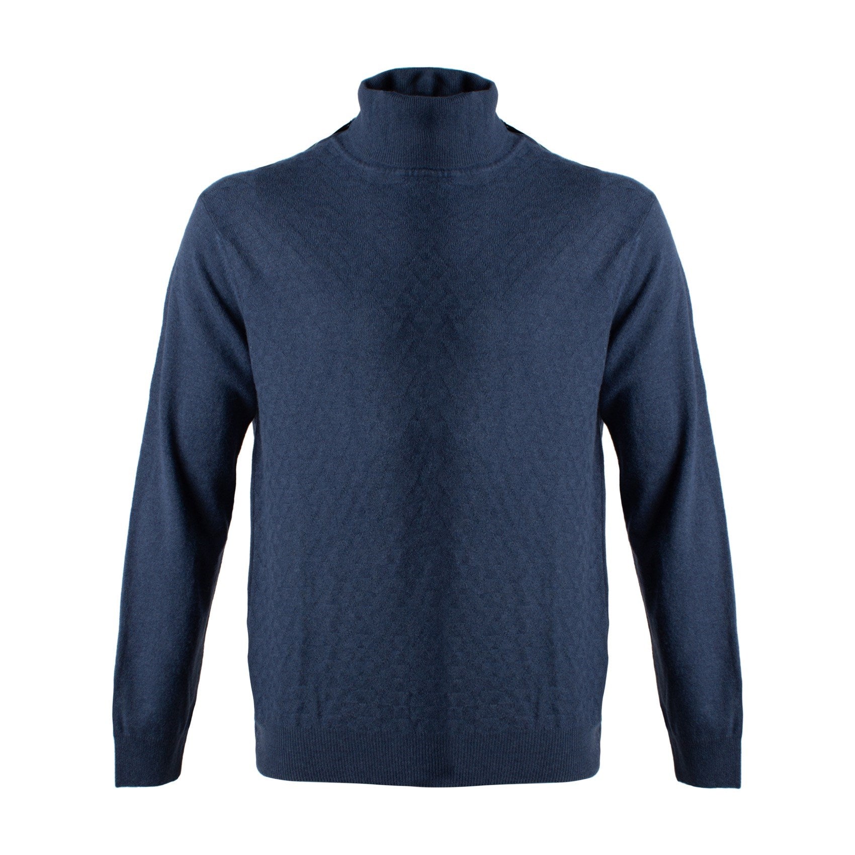 Wool & Cashmere Blend Eco-Friendly Turtleneck Sweater in Blue by Viyella