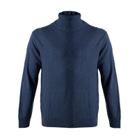 Wool & Cashmere Blend Eco-Friendly Turtleneck Sweater in Blue by Viyella