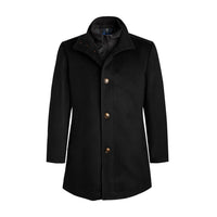 Cashmere Blend 6-Button Coat with Zip-Out Wind Blocker in Black by Viyella