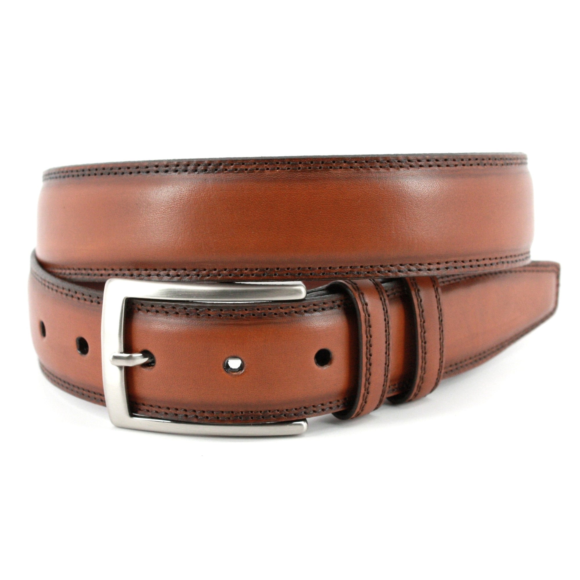 Hand Stained Italian Kipskin Belt in Walnut by Torino Leather