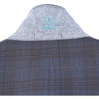 Stretch Performance Single Breasted SLIM FIT Suit in Grey and Tan Plaid (Size 40R, 33 Waist) by English Laundry