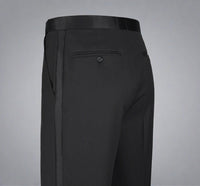 Super 140s Wool Satin Notched Lapel SLIM FIT Tuxedo in Black (Short, Regular, and Long Available) by Renoir