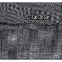 Single Breasted SLIM FIT Half Canvas Stretch Soft Jacket in Grey Plaid (Short, Regular, and Long Available) by Pelago