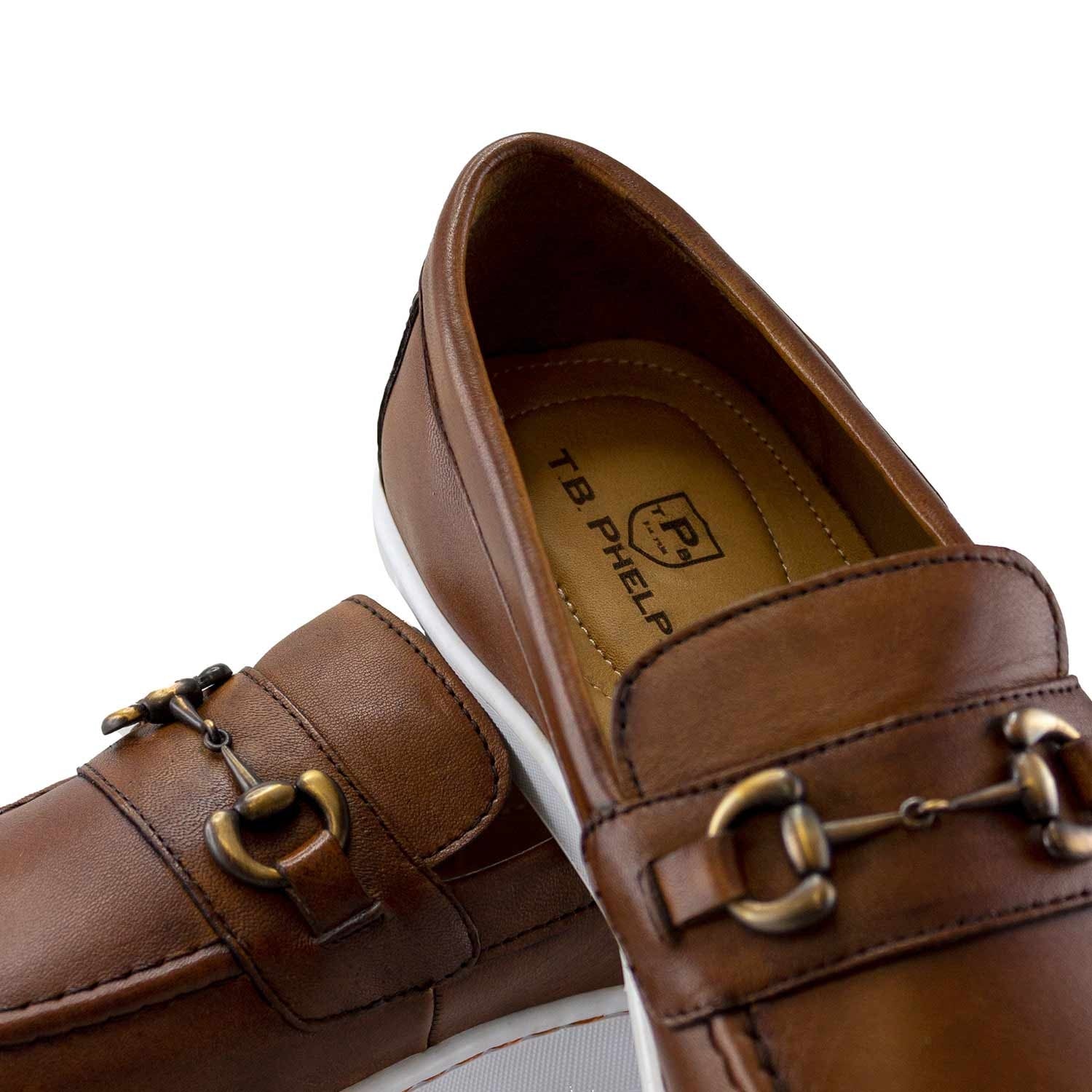 Clubhouse Bit Leather Golf Slip-On Sneaker in Pecan by T.B. Phelps