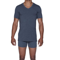 V-Neck Undershirt in Charcoal Heather by Wood Underwear