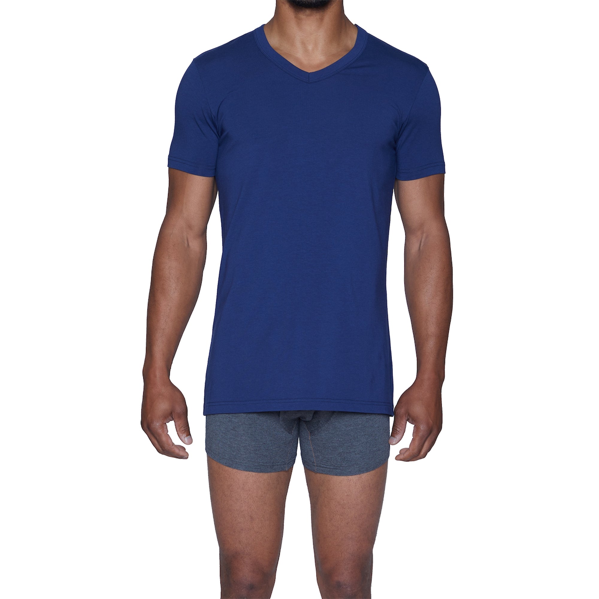 V-Neck Undershirt in Deep Space Blue by Wood Underwear