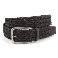 Italian Woven Cotton and Leather Belt in Black and Brown by Torino Leather