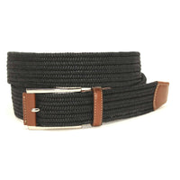 Italian Mini Woven Cotton Stretch Belt in Black by Torino Leather