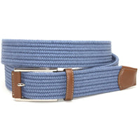 Italian Mini Woven Cotton Stretch Belt in Blue by Torino Leather