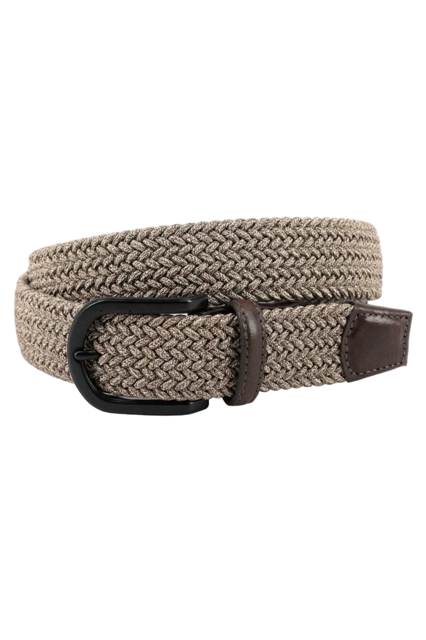 Italian Braided Melange Rayon Elastic Belt in Camel by Torino Leather