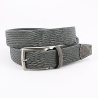 Italian Tubular Woven Stretch Belt with Suede End & Loop in Grey by Torino Leather