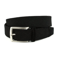 Italian Tubular Woven Stretch Belt with Suede End & Loop in Black by Torino Leather