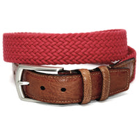Italian Woven Cotton Elastic Belt in Red by Torino Leather
