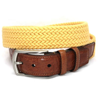Italian Woven Cotton Elastic Belt in Yellow by Torino Leather