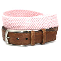 Italian Woven Cotton Elastic Belt in Pink by Torino Leather