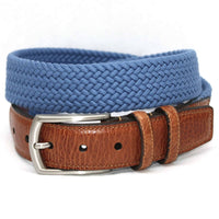 Italian Woven Cotton Elastic Belt in Royal Blue by Torino Leather